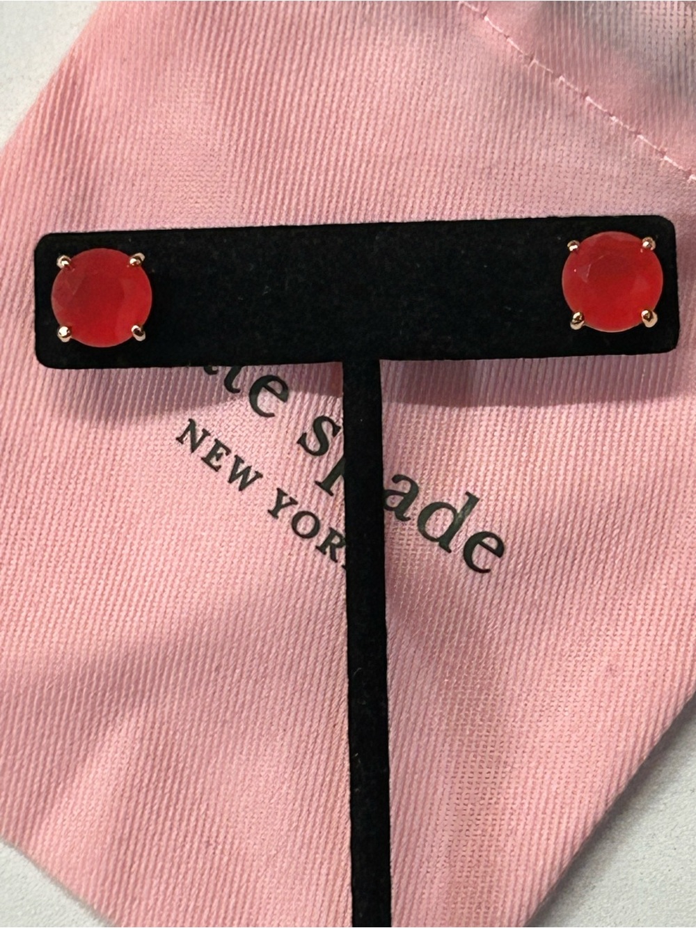 Kate Spade Rise and Shine Watermelon Pink stud earrings with dust bag